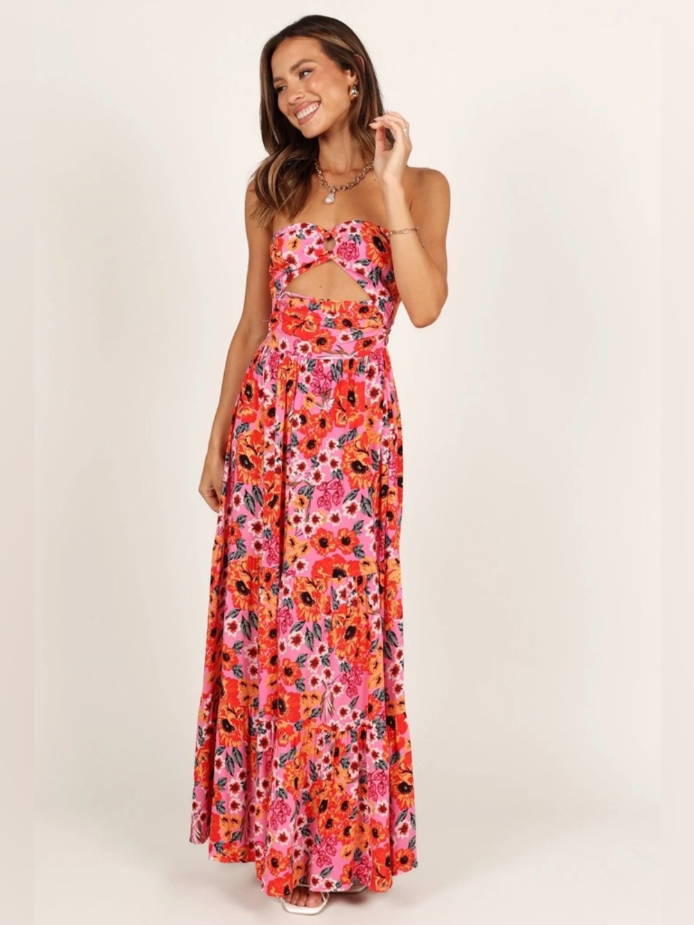 Petal & Pup Sarai Maxi Dress in Pink Floral Sz 6 - Picture 3 of 15